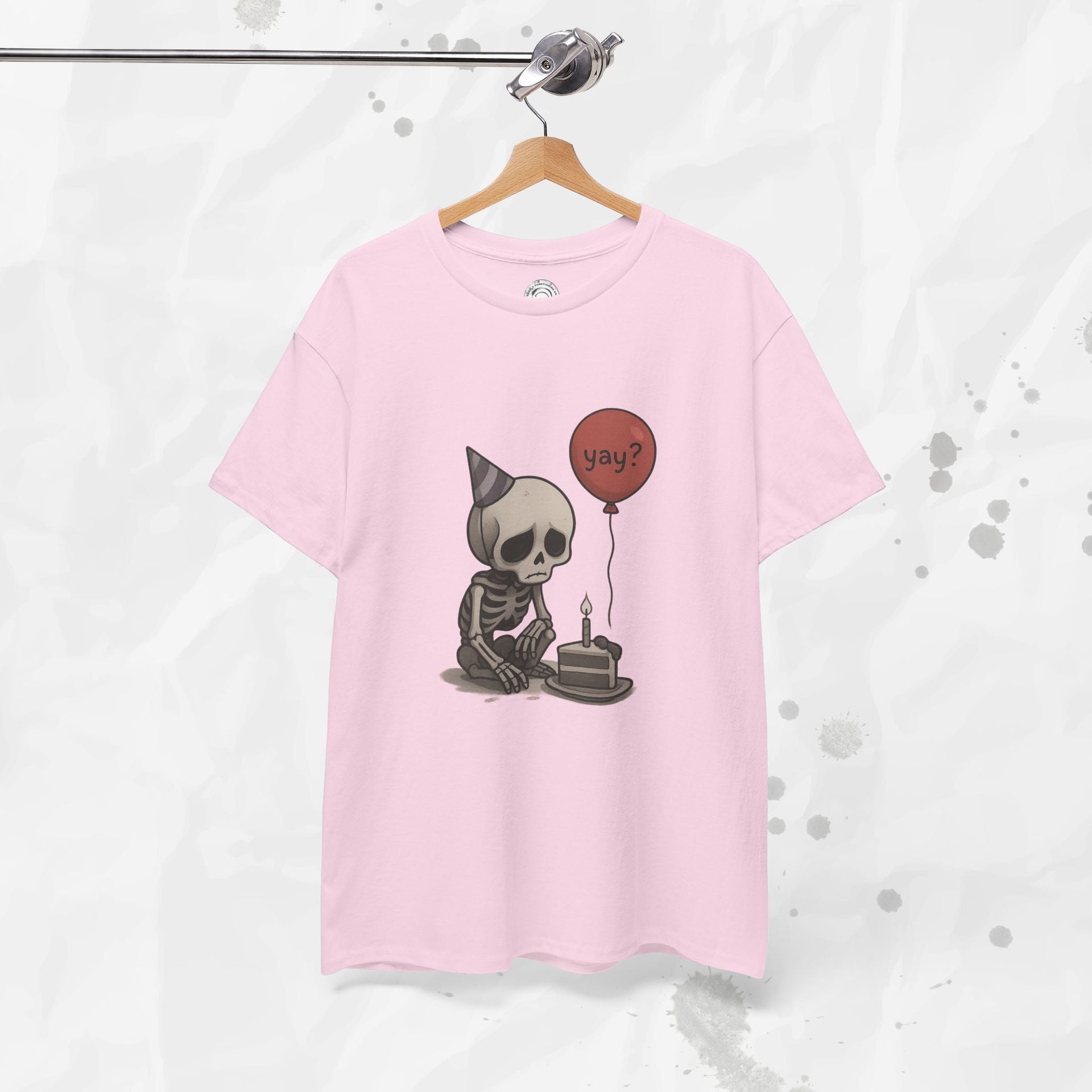Yay? Skeleton Birthday Graphic T-Shirt - Available in Grey and Red - Image 28
