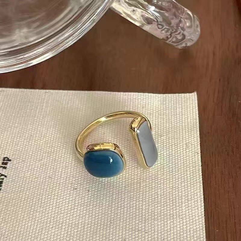 Minimalist Cold Style Emerald Ring Women, High Grade Sense, All-match Index Finger Ring