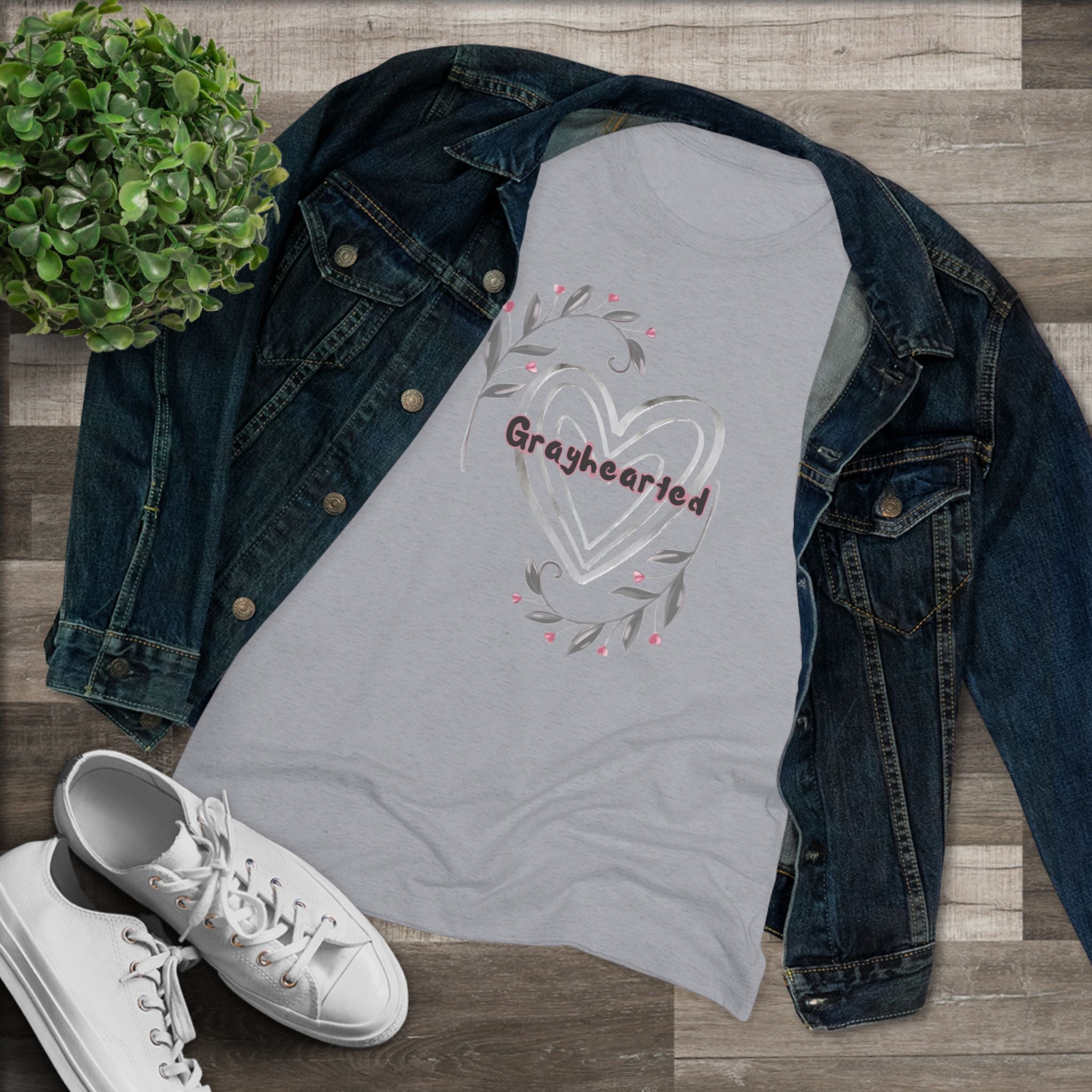 Women's Floral Heart Triblend Graphic Tee - Soft Slim Fit T-Shirt