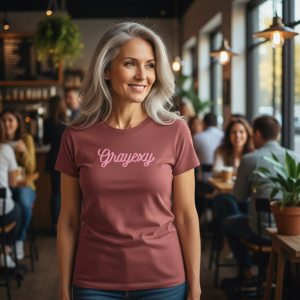 Women's minimalist cotton t-shirt in dusty-rose, taupe, beige, and pink