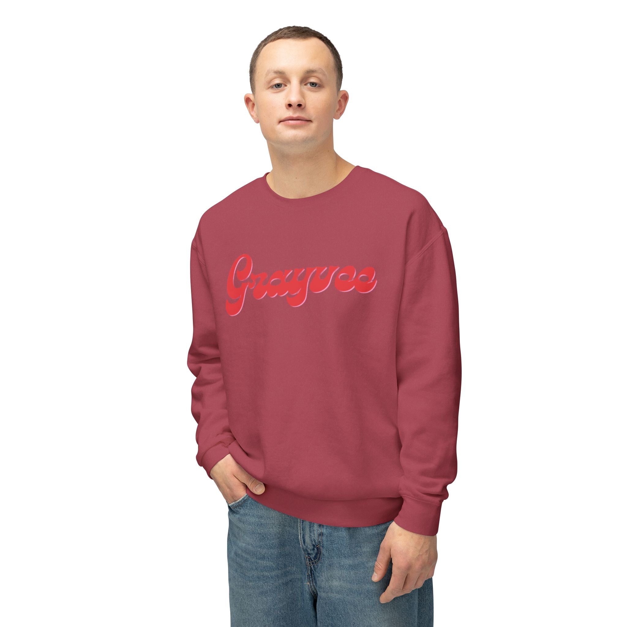 Unisex Lightweight Crewneck Sweatshirt in Charcoal and Cream
