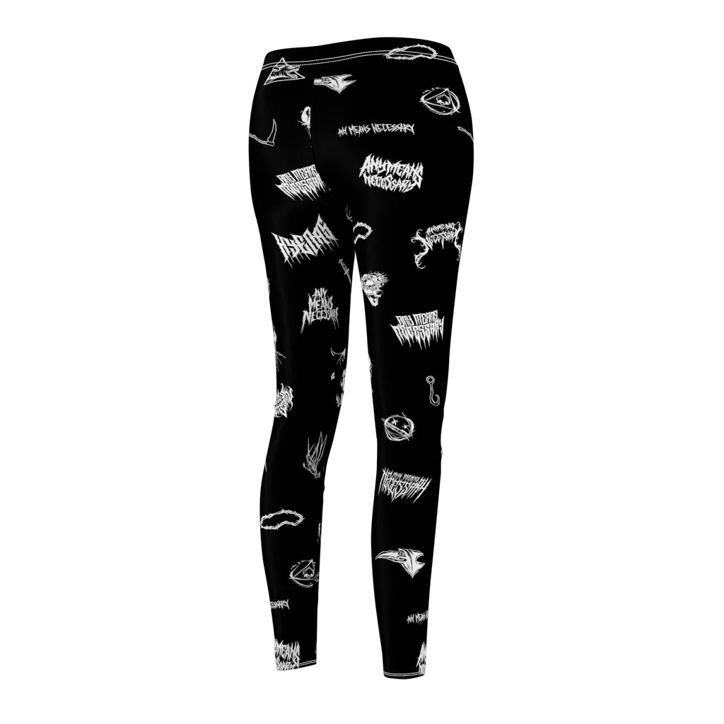 Wingbats Graphic Print Leggings Black Skinny Fit Pants - Image 4