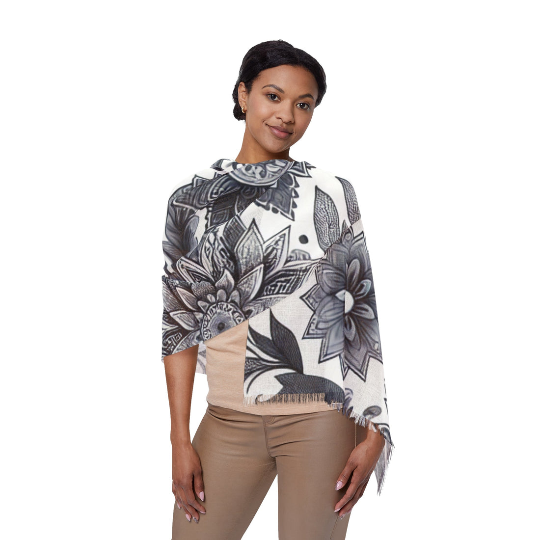 Elegant Floral Lightweight Scarf for Spring and Summer Fashion