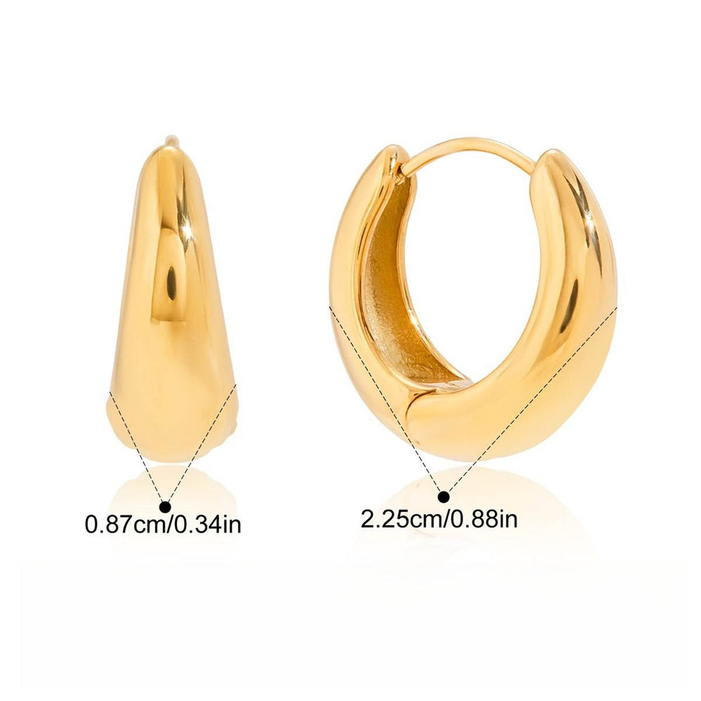 18K Gold Hoop Earrings with Engraved Inner Wall Detail