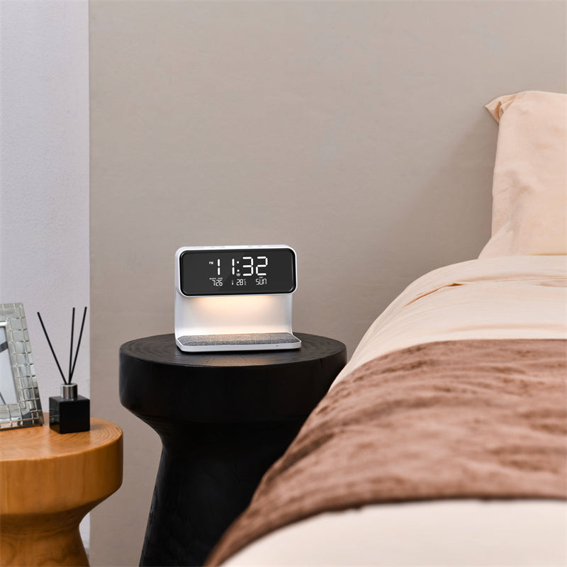 3-in-1 Minimalist Bedside Lamp, Wireless Charger & Alarm Clock