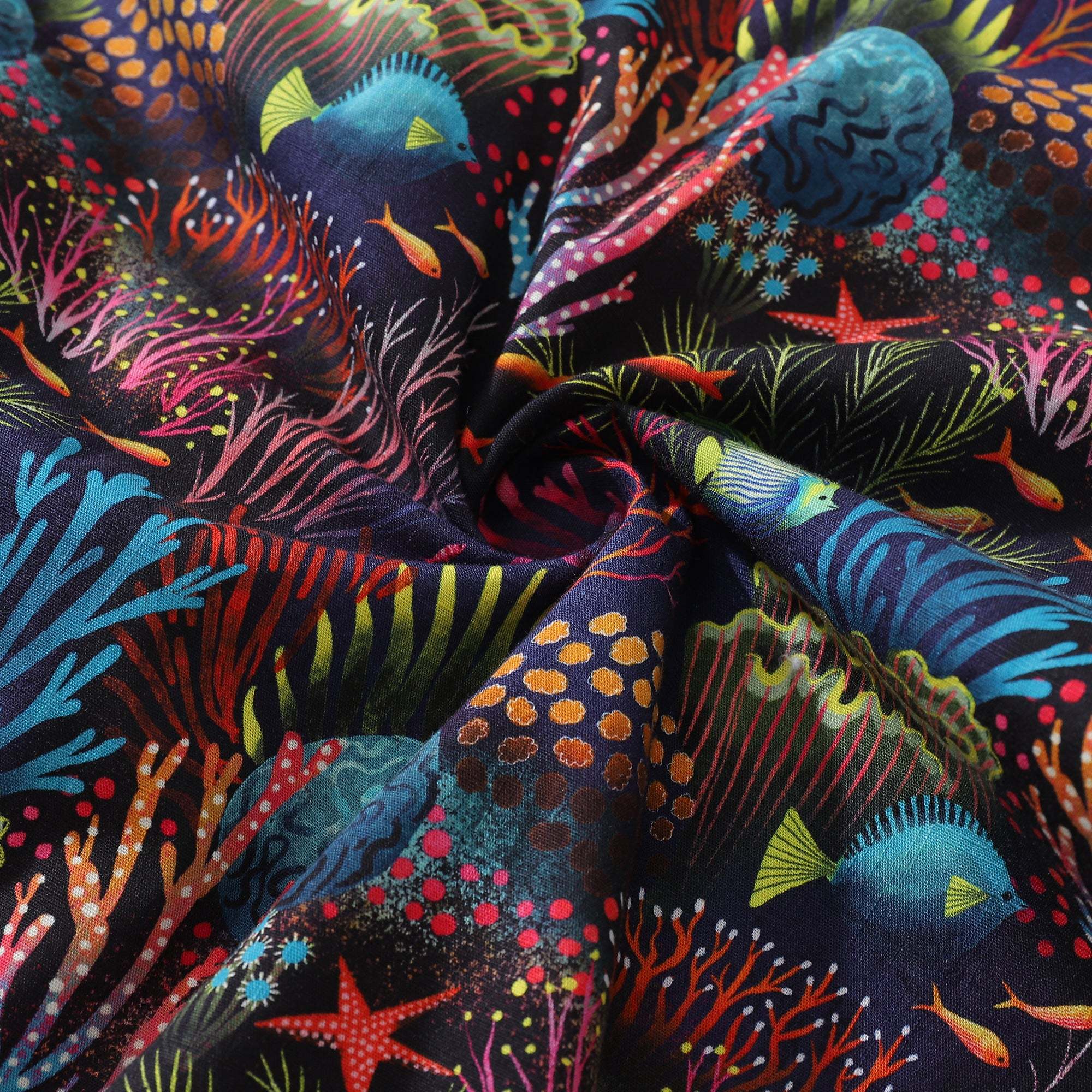 Mens Hawaiian Shirt Short Sleeve Fish Shirt Coral Reef Cotton Beach Shirt Magical World Coral Reef By Uta Krogmann