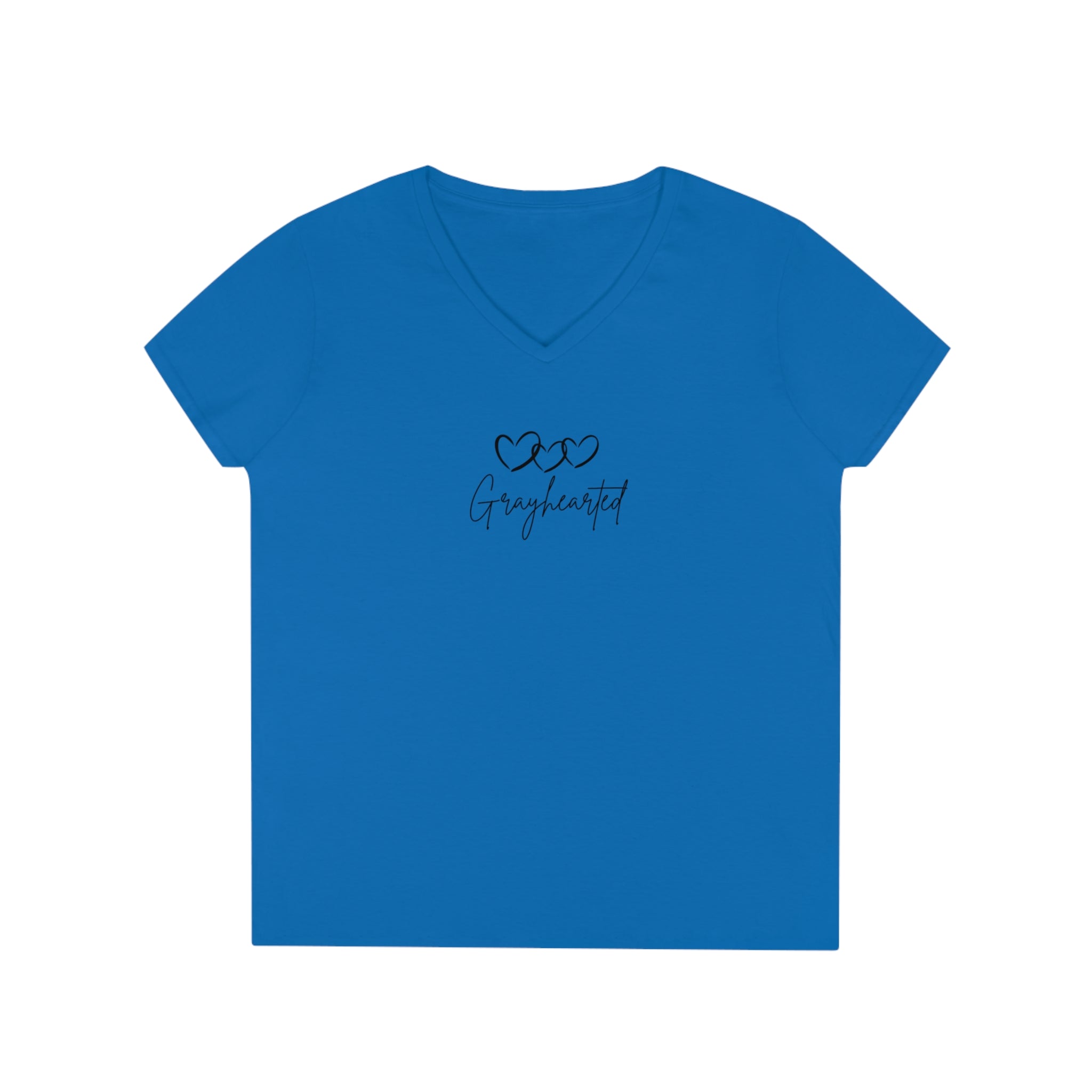 Women's V-Neck Cotton T-Shirt with 3 Hearts Print