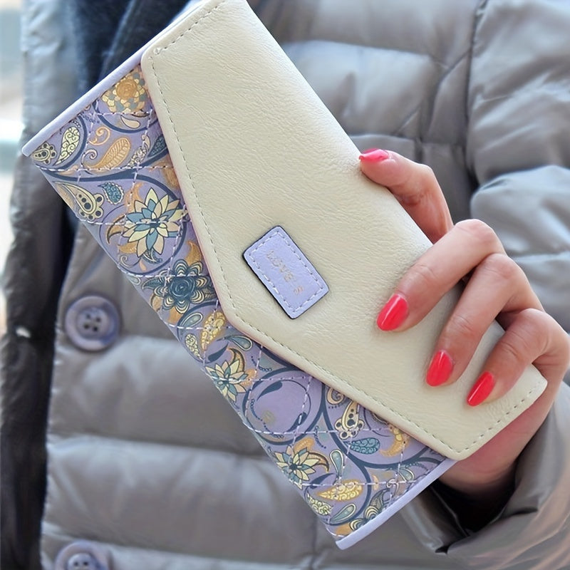 Chic Floral Wallet Card Holder Phone Pocket
