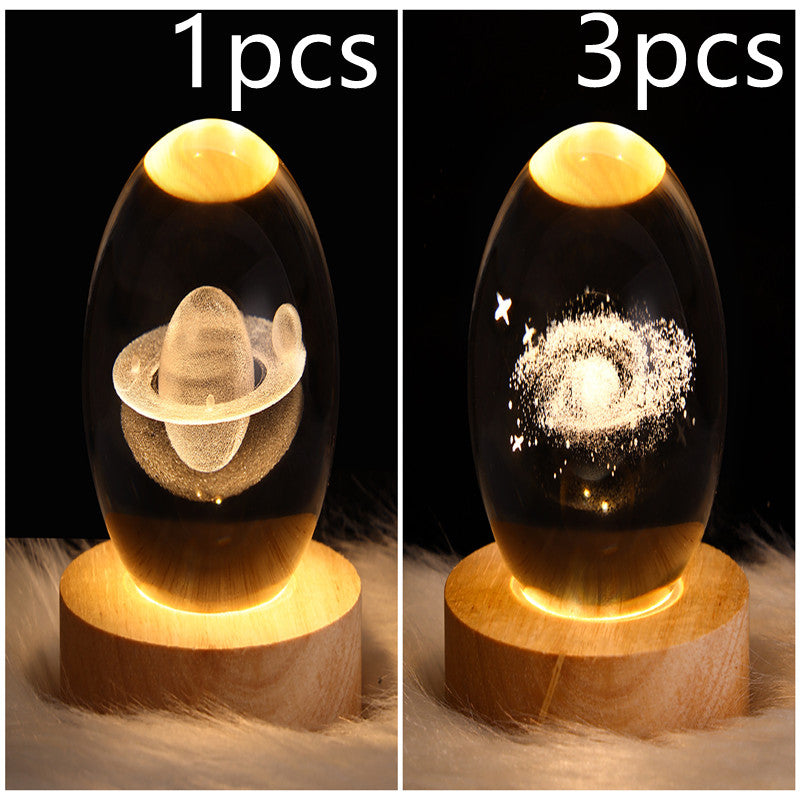 3D Galaxy Crystal Ball LED Night Light Planet Lamp Home Decor