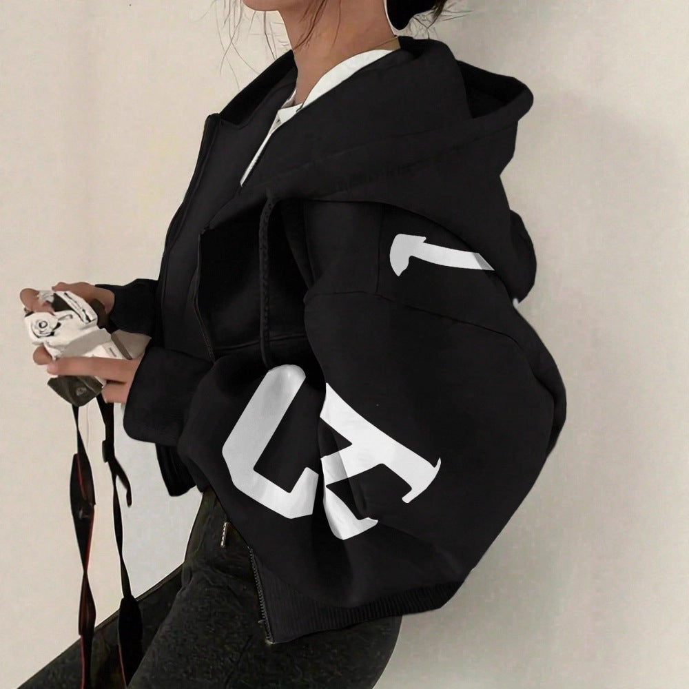 Women’s Printed Zip-Up Sweatshirt Long Sleeve Casual Jacket