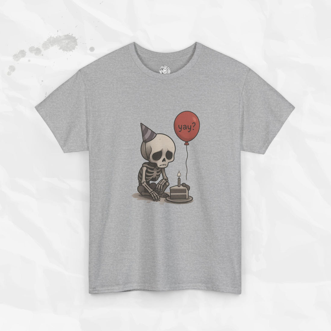 Yay? Skeleton Birthday Graphic T-Shirt - Available in Grey and Red - Image 6