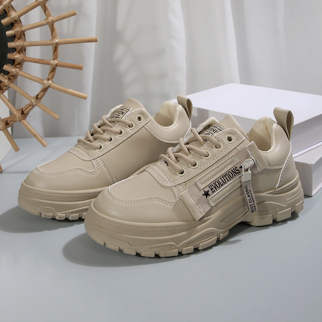 Women's Lace Up Side Zipper Chunky Platform Sports Sneakers - Image 5