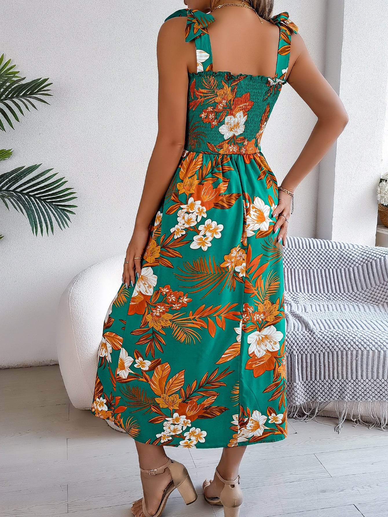 Women's Floral Suspender Corset Dress High-Waisted Summer Maxi