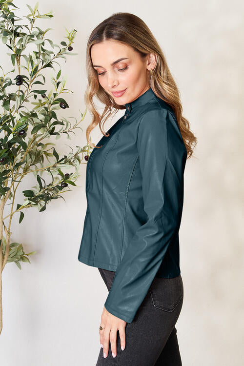 Classic Girls Zip-Up Jacket with Stand Collar for Everyday Wear