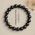 Natural Obsidian Stone Beaded Bracelet Unisex Polished Loop