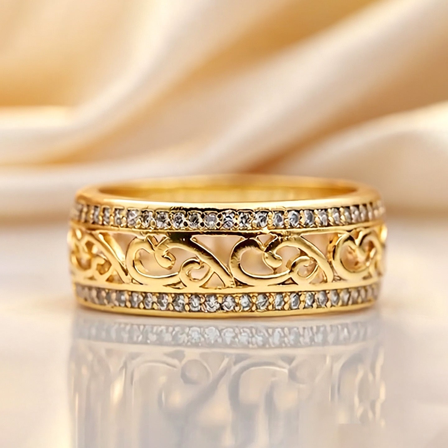 European And American-style Personalized Hollow-out Zircon Light-luxury Trendy Ring