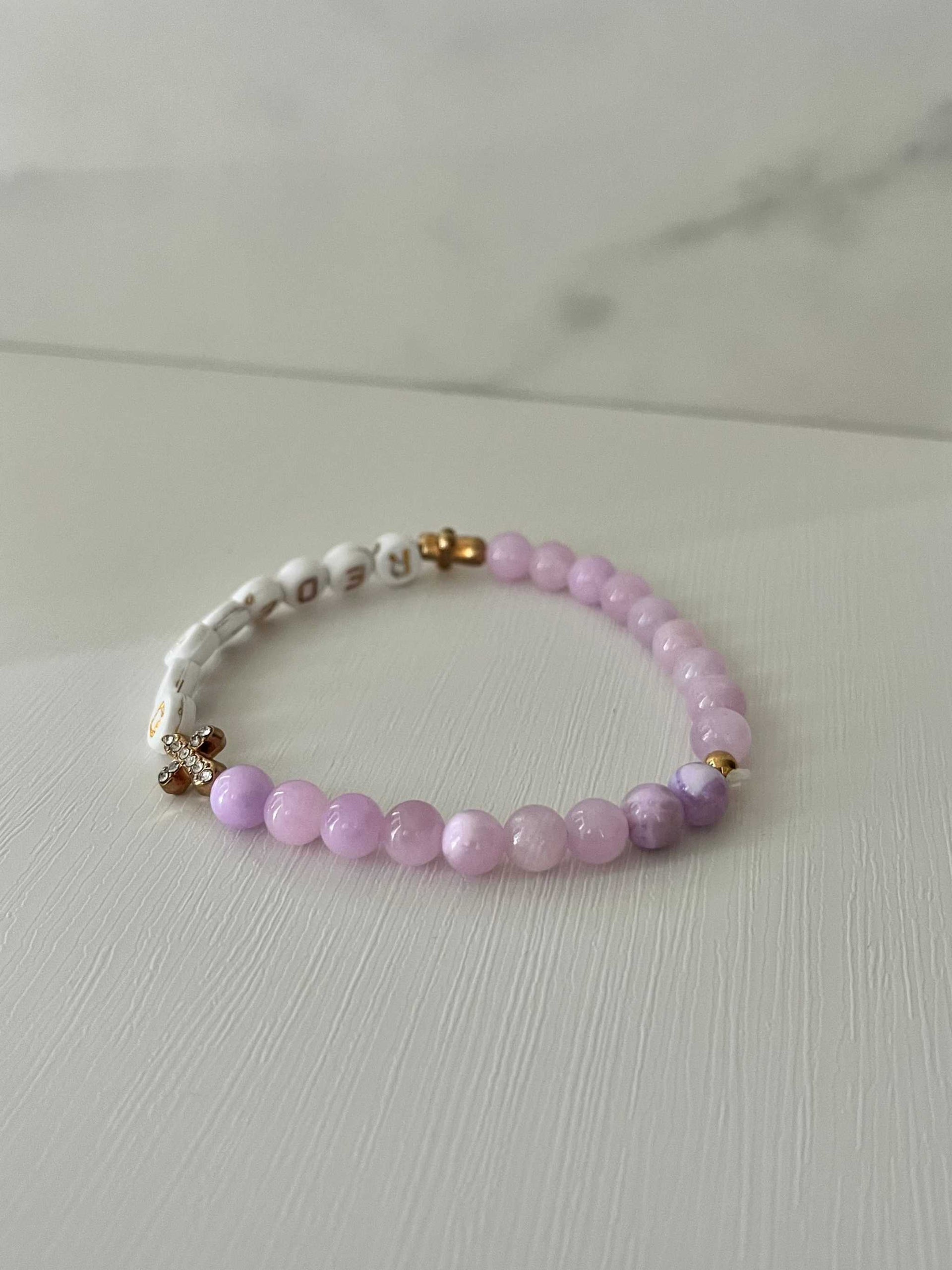 Redeemed Lavender Bead Bracelet - Elegant Faith-Inspired Jewelry