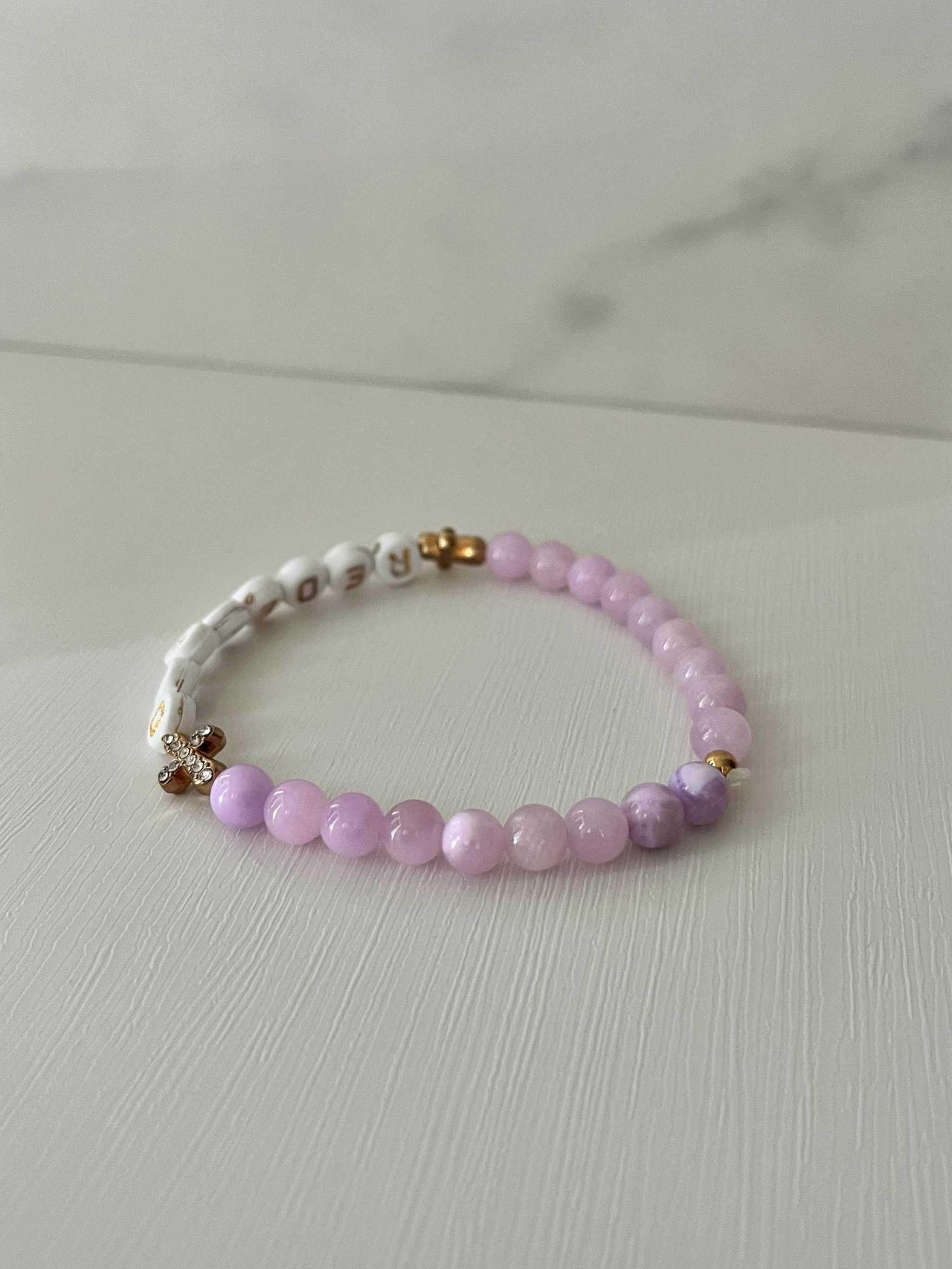 Redeemed Lavender Bead Bracelet - Elegant Faith-Inspired Jewelry