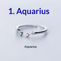 Zircon Silver-Plated Twelve Zodiac Signs Adjustable Open Ring