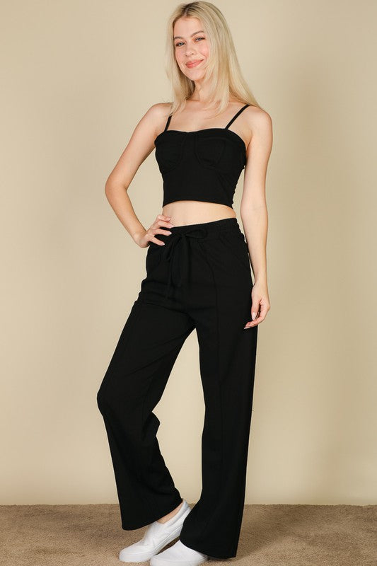 Bustier Cami Top & Slant Straight Pants Set