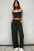 Bustier Cami Top & Slant Straight Pants Set