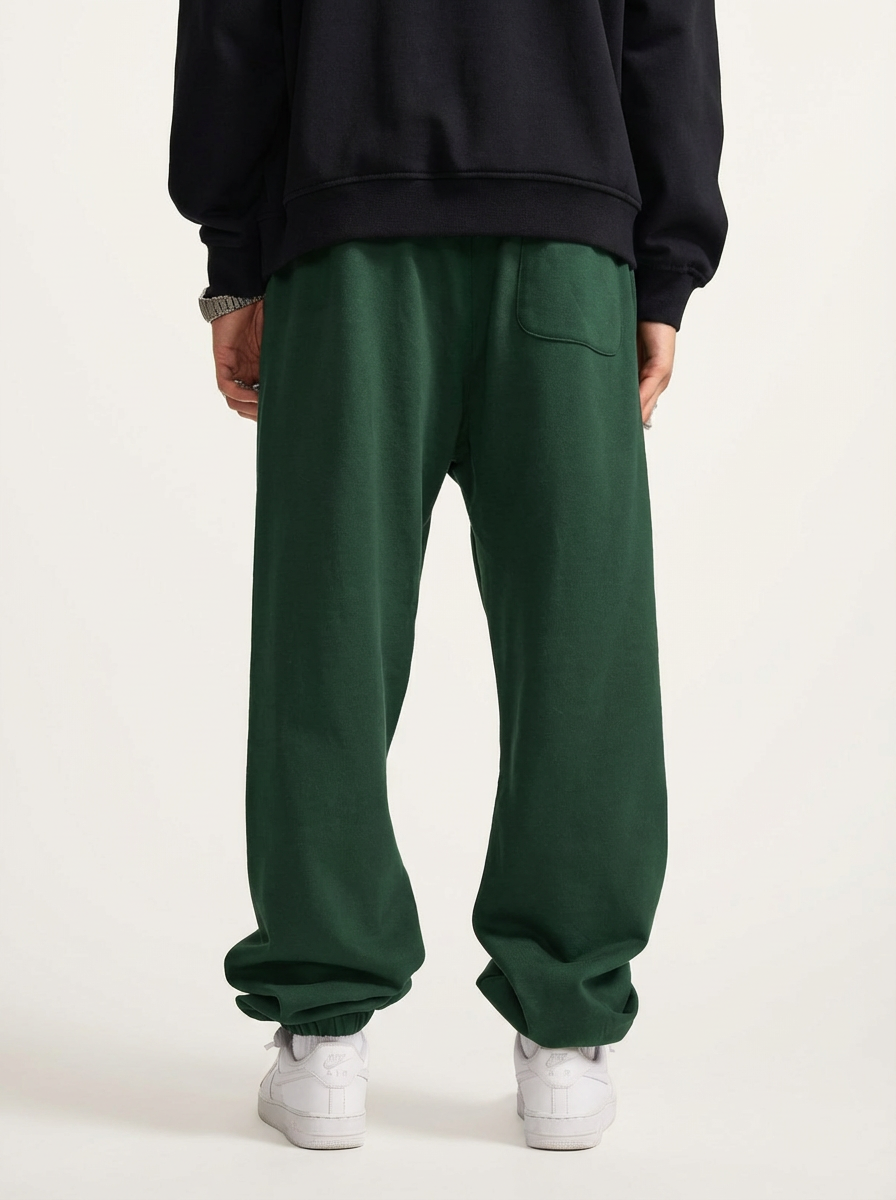 Heavyweight 440 GSM Cotton Joggers in Green - Relaxed Fit
