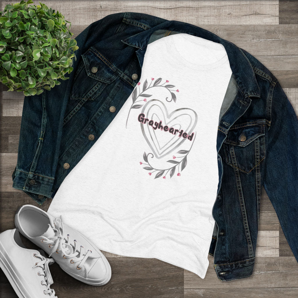 Women's Floral Heart Triblend Graphic Tee - Soft Slim Fit T-Shirt