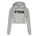 Pink Cropped Oversized Hoodie for Women Street Style - Image 7