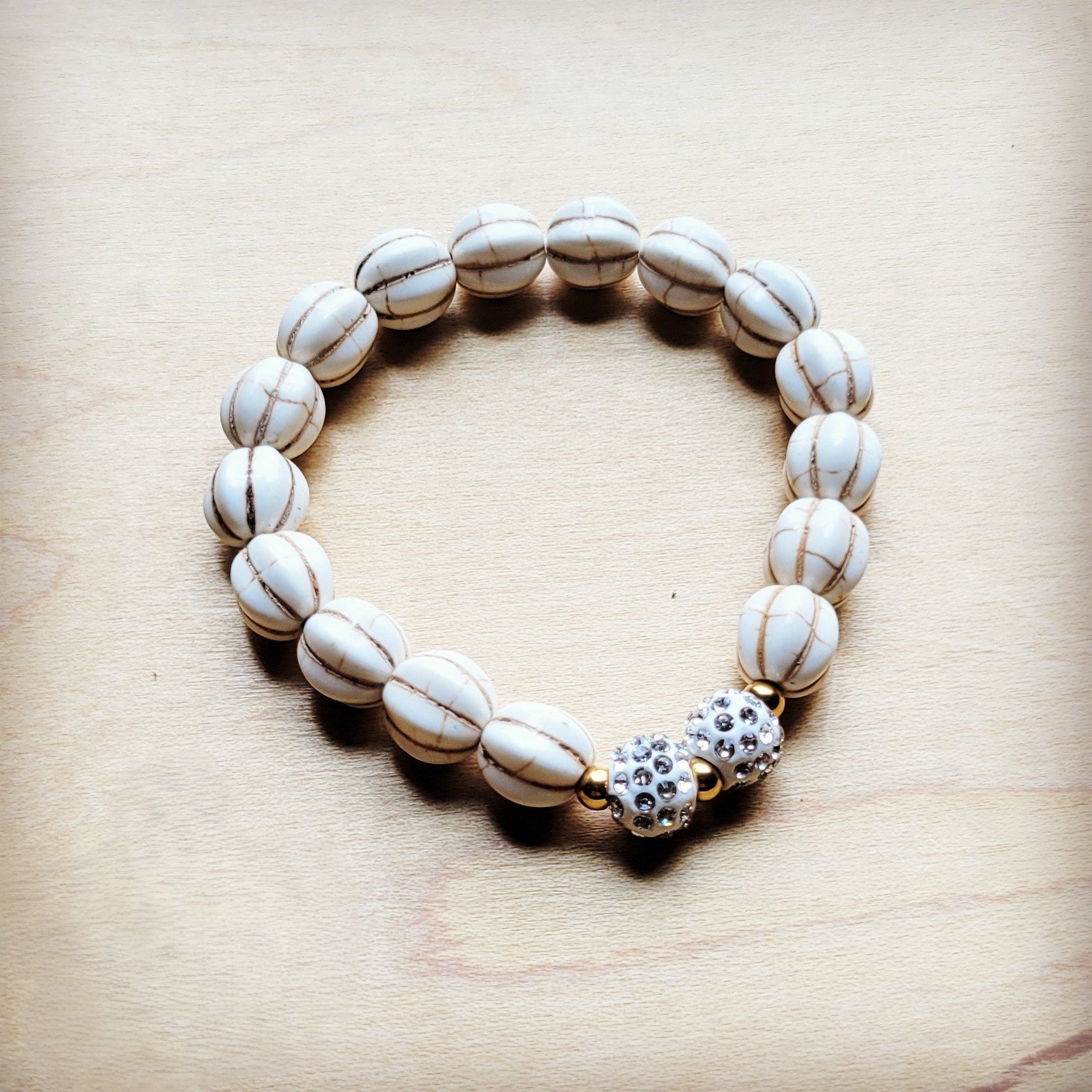 White Turquoise Beaded Stretch Bracelet