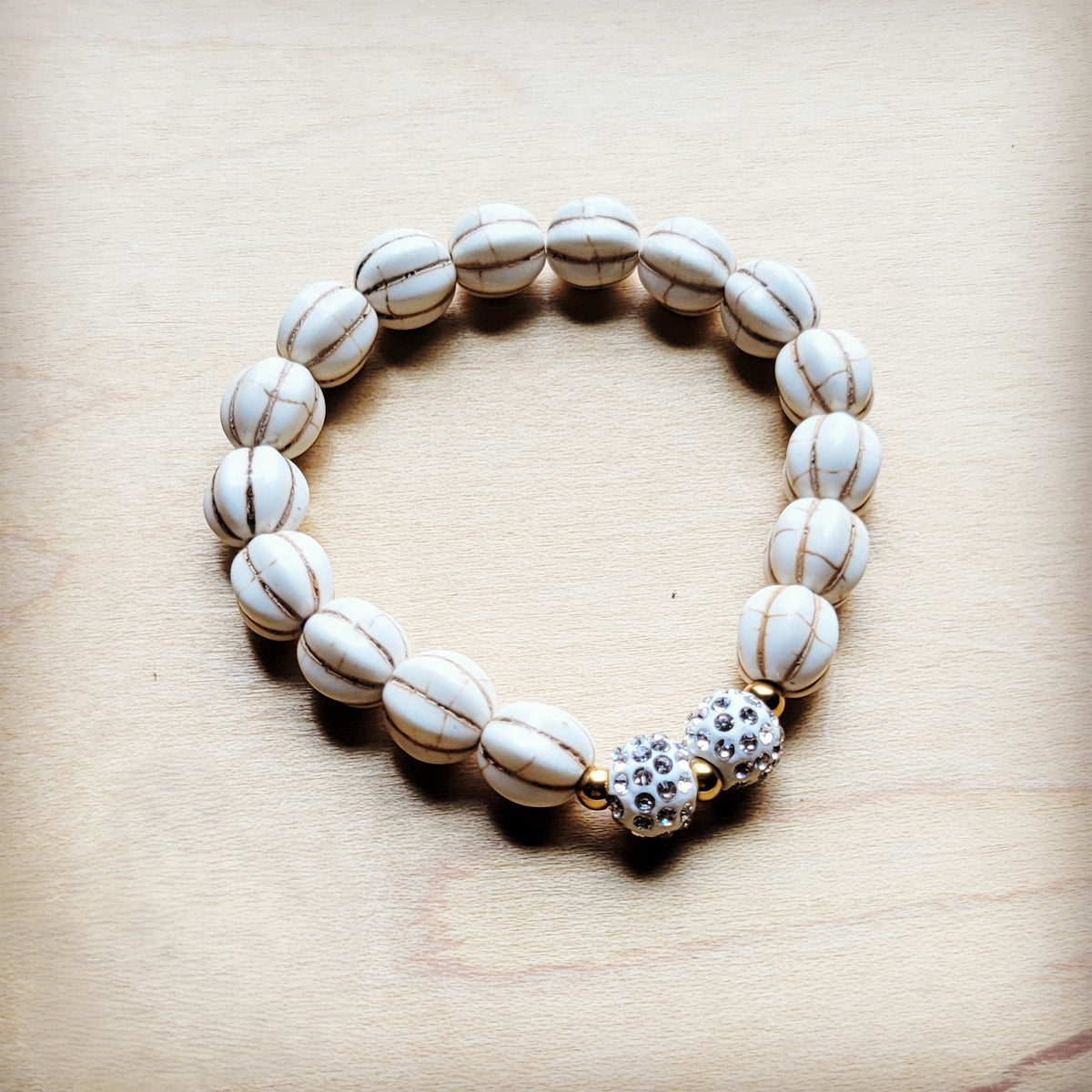 White Turquoise Beaded Stretch Bracelet