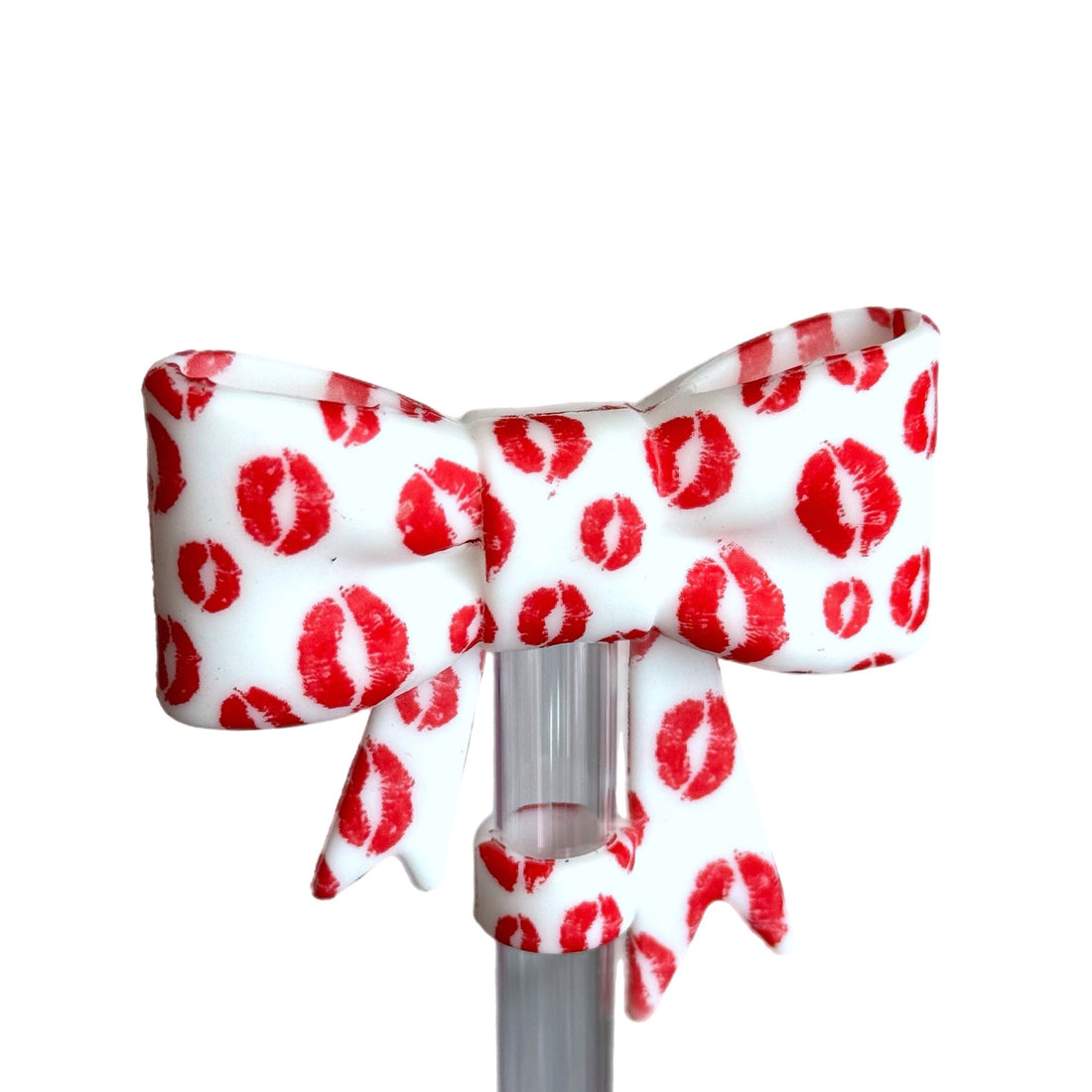 Kissy Lips 3D Bow Straw Topper