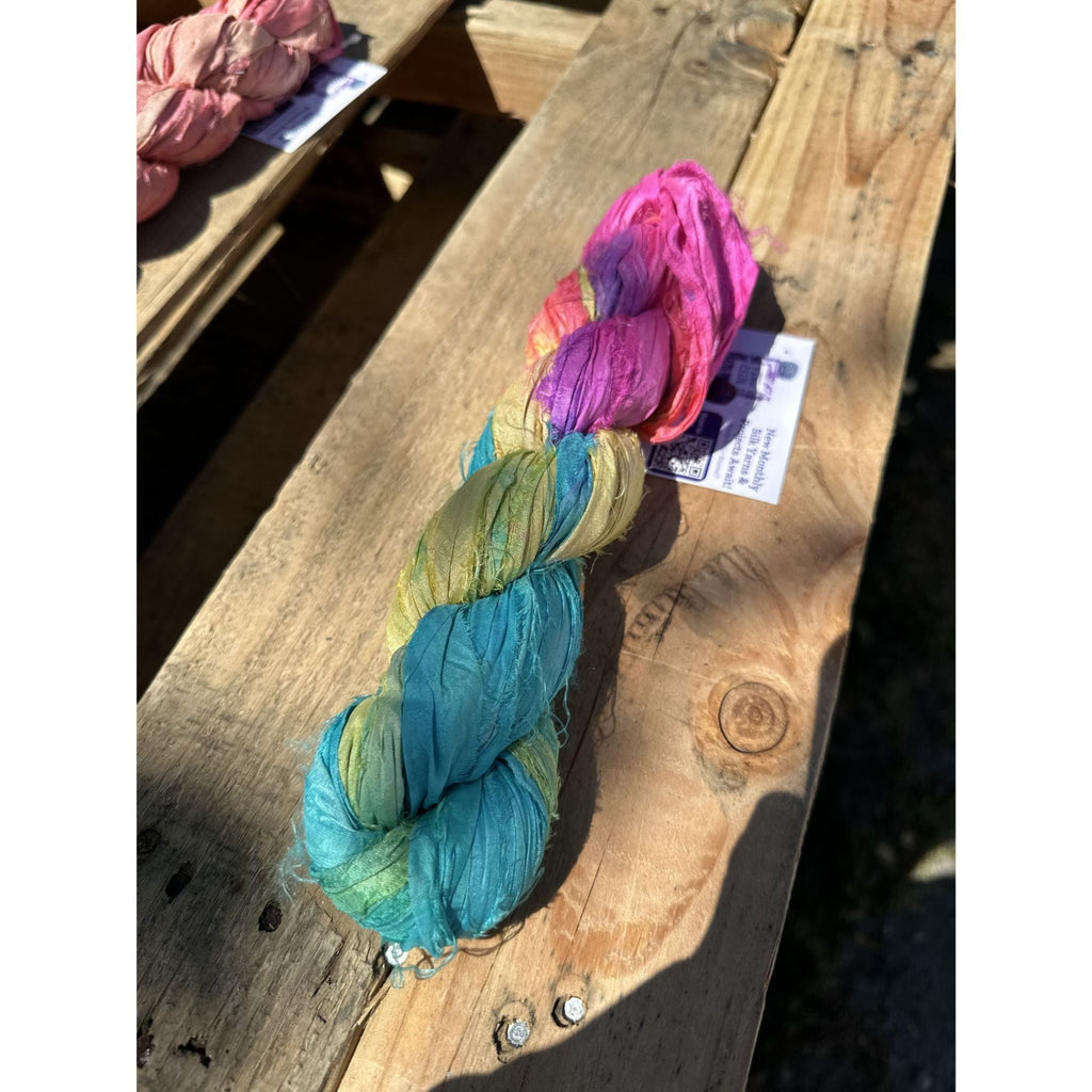Artisan Recycled Sari Silk Ribbon Yarn - Bohemian Crafting Supply