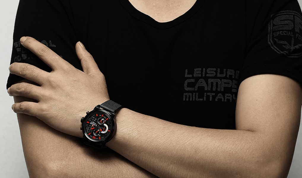 Men's Analog Quartz Wrist Watch with Stainless Steel Mesh Band