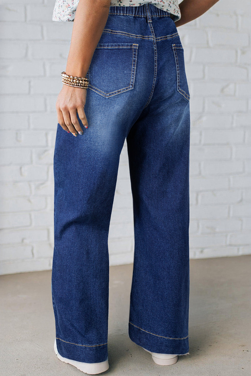 Blue Acid Wash Contrast Lace-Up Jeans | Denim