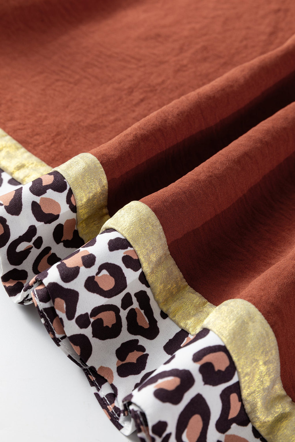 Clay Leopard Print Loose Bracelet Sleeve Top | Bohemian Casual