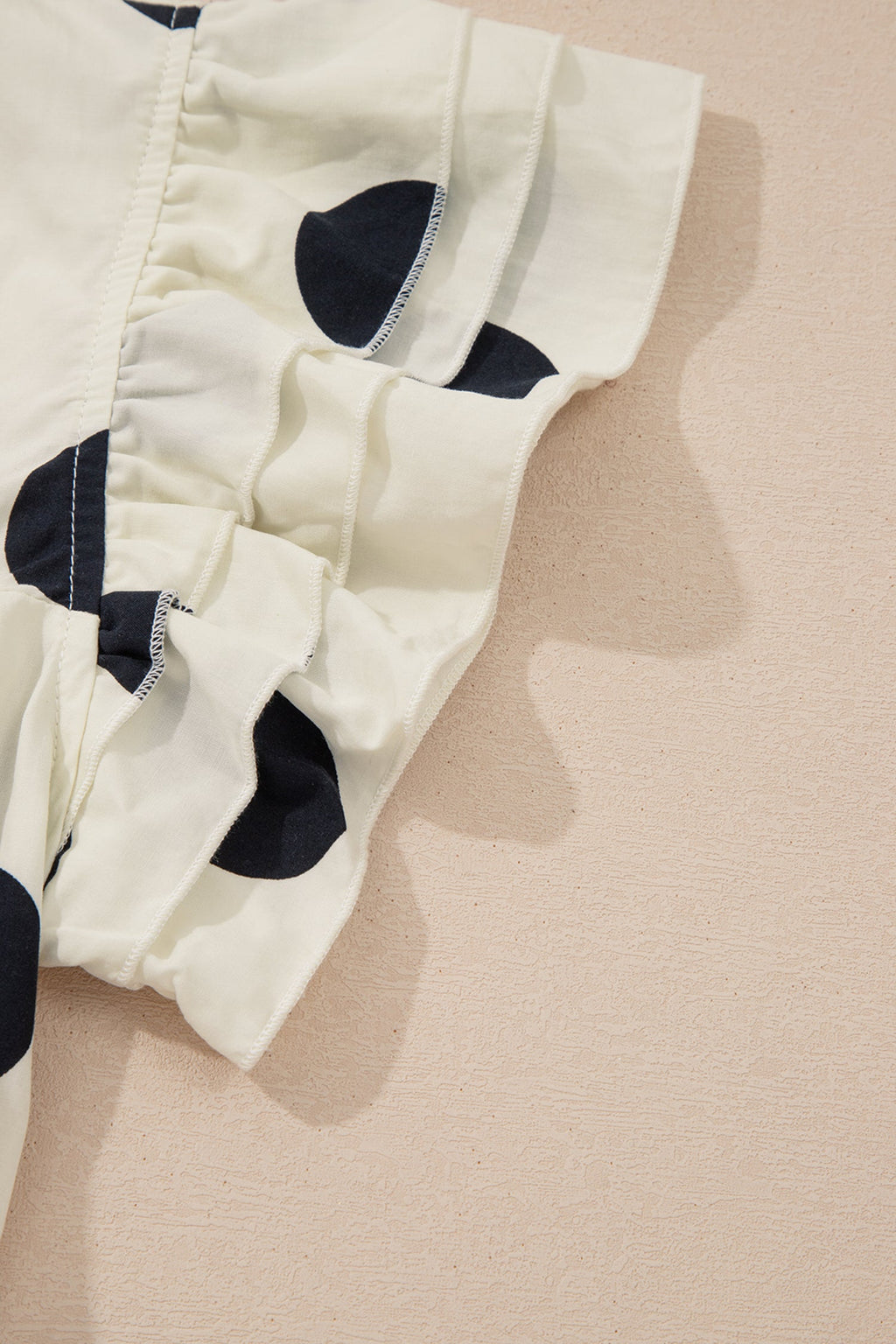 Jane Polka Dot V-Neck Shift Blouse with Ruffle Sleeves
