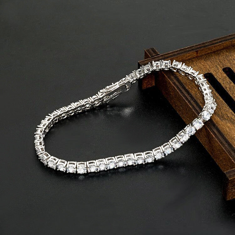 Mens Bracelet And Copper Necklace With Micro-paved Zircons