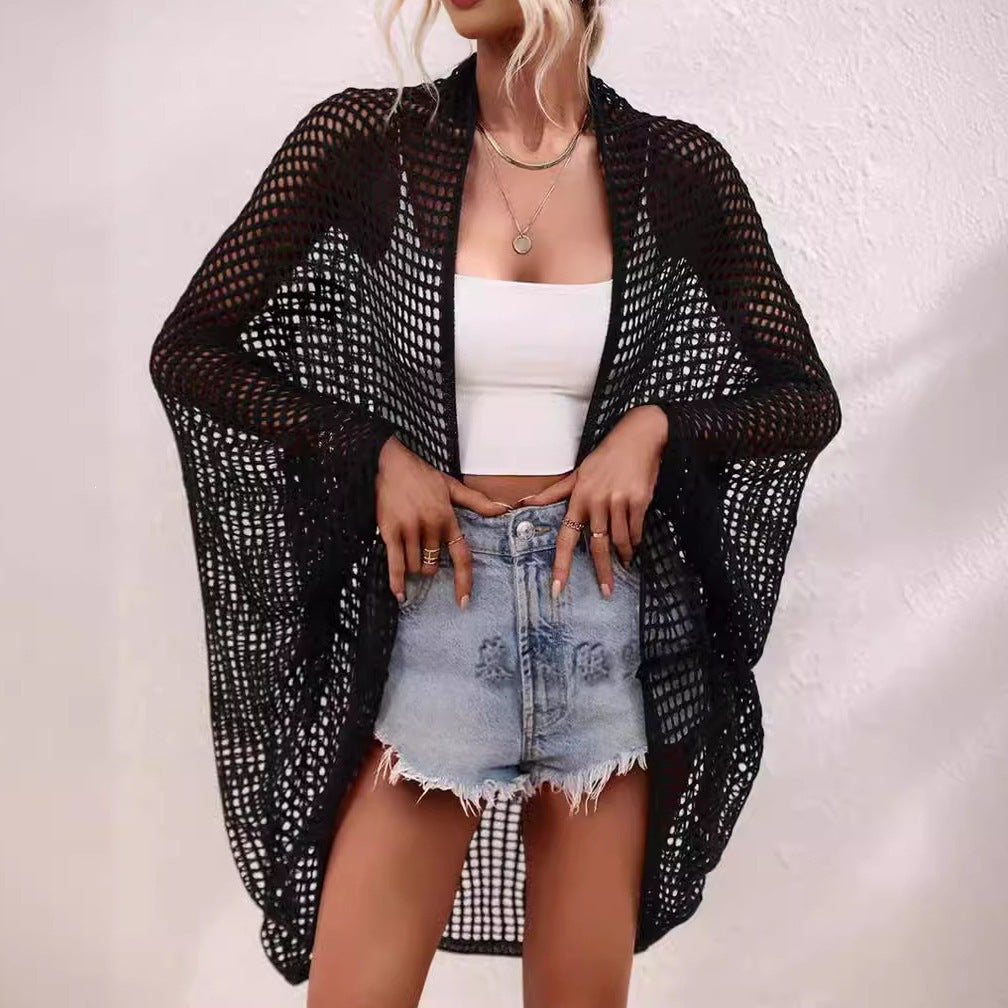 Women's Hollow-Out Batwing Sleeve Beach Cardigan Cover-Up - Image 3