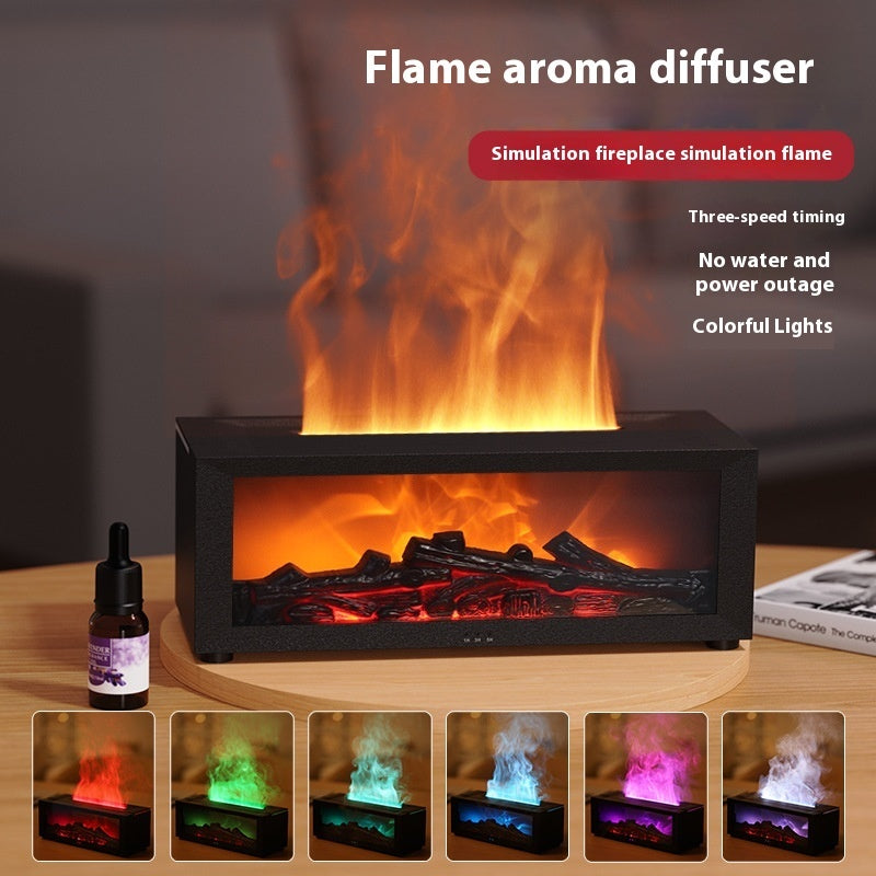 Modern Flame Aromatherapy Diffuser & LED Mist Humidifier, Black