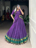Lorenvalley Fashion Purple Pure Chanderi Zari Weaving Work Lehenga Choli with Dupatta