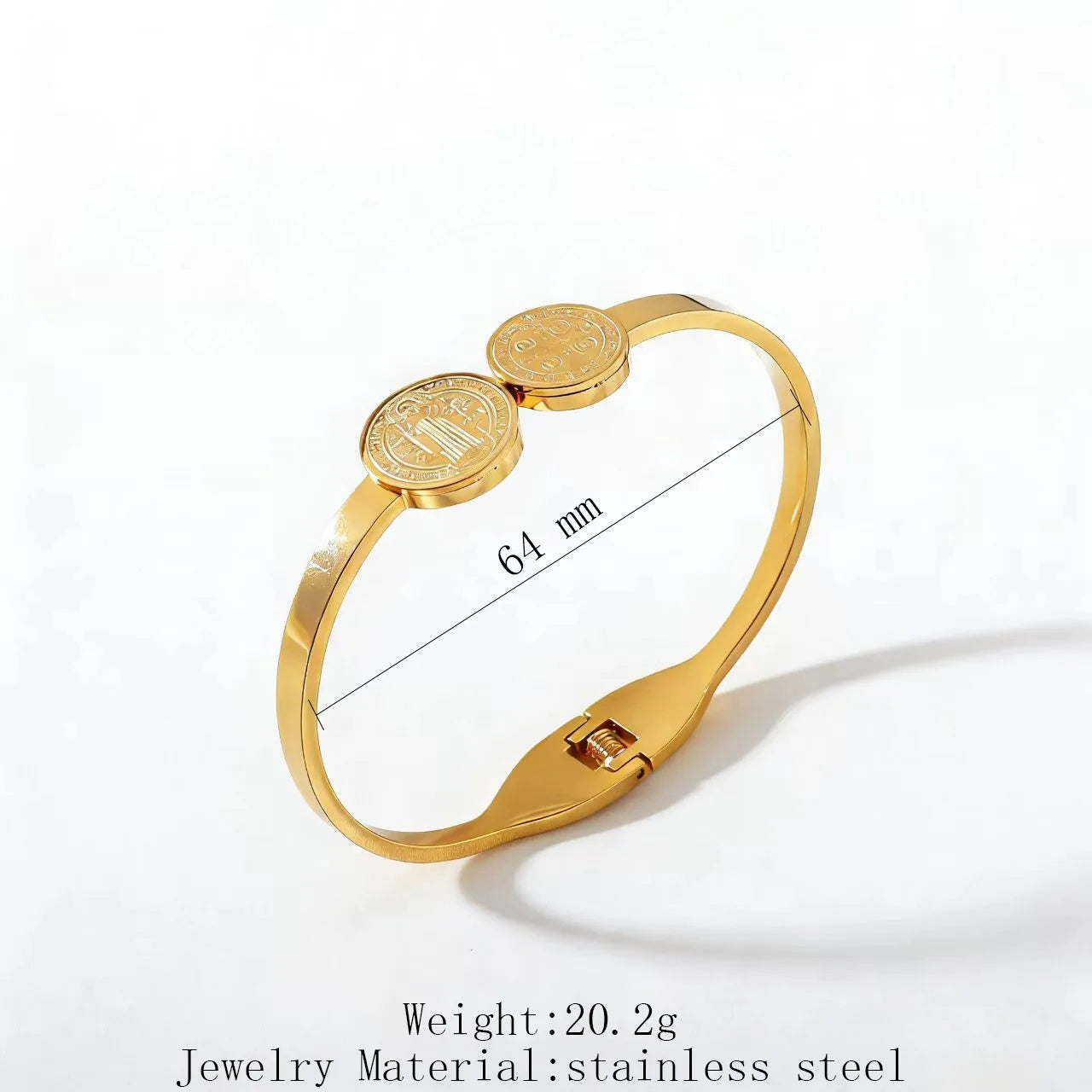 Gold Stainless Steel Religious Priest Spring Hinge Bracelet