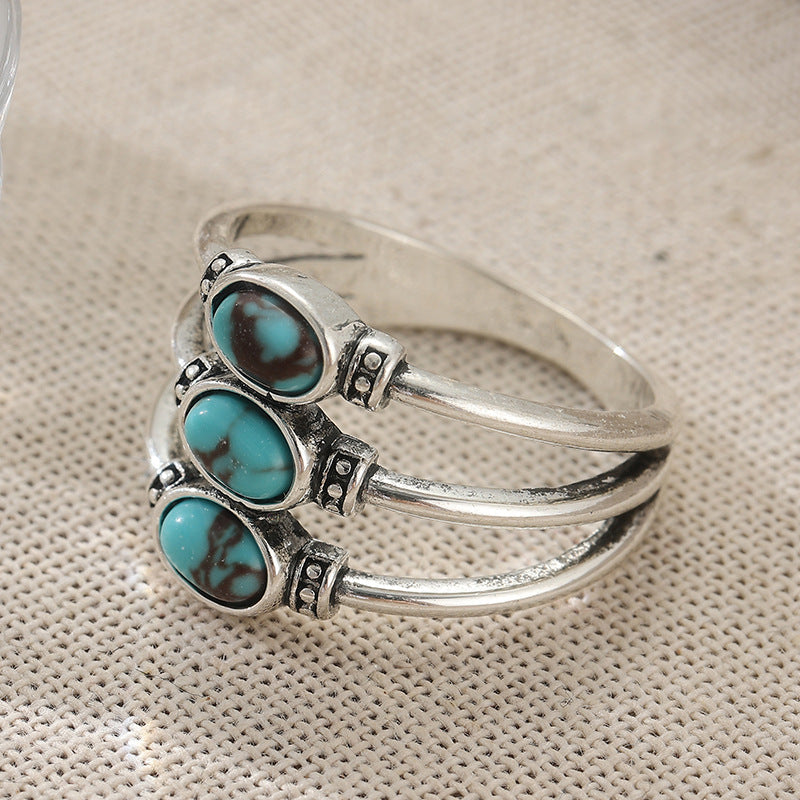 Retro Oval Silver Ring For Women