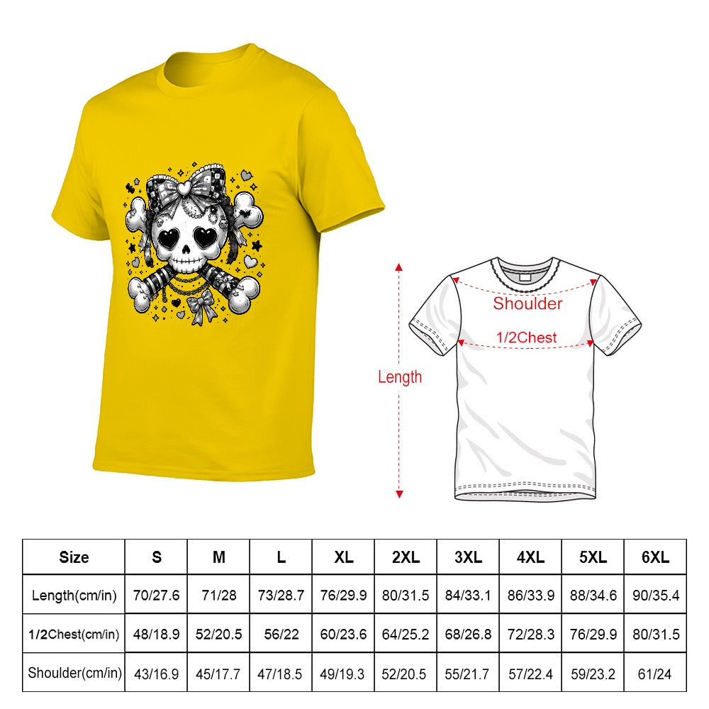 Harajuku Skull Crossbones Men's Short Sleeve Graphic T-Shirt - Yellow - Image 3