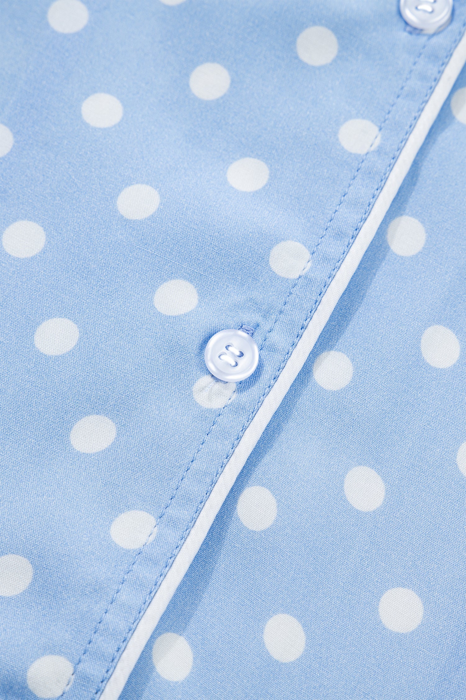 Ila Soft Short Pajama Set: Light Blue Polka Dot Cotton Loungewear