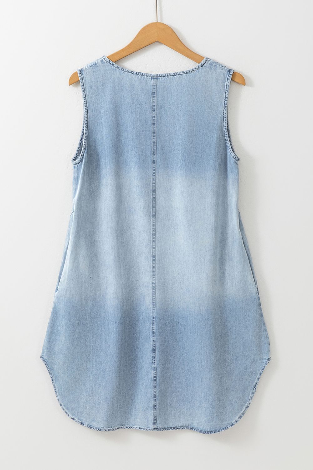 Wash Notched Sleeveless Mini Denim Dress
