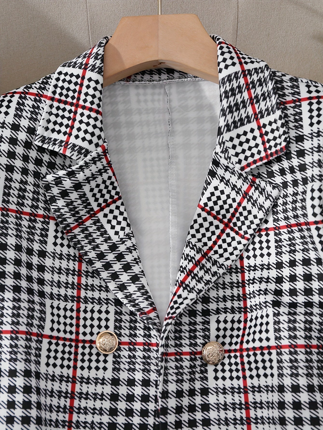 Women's Plus Size Plaid Skirt Suit Set - Elegant Two-Piece Blazer & Skirt