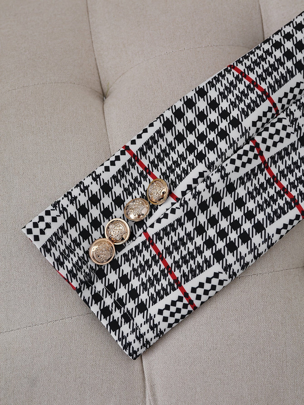 Women's Plus Size Plaid Skirt Suit Set - Elegant Two-Piece Blazer & Skirt