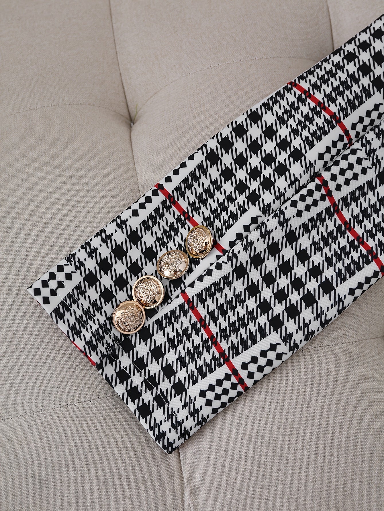 Women's Plus Size Plaid Skirt Suit Set - Elegant Two-Piece Blazer & Skirt