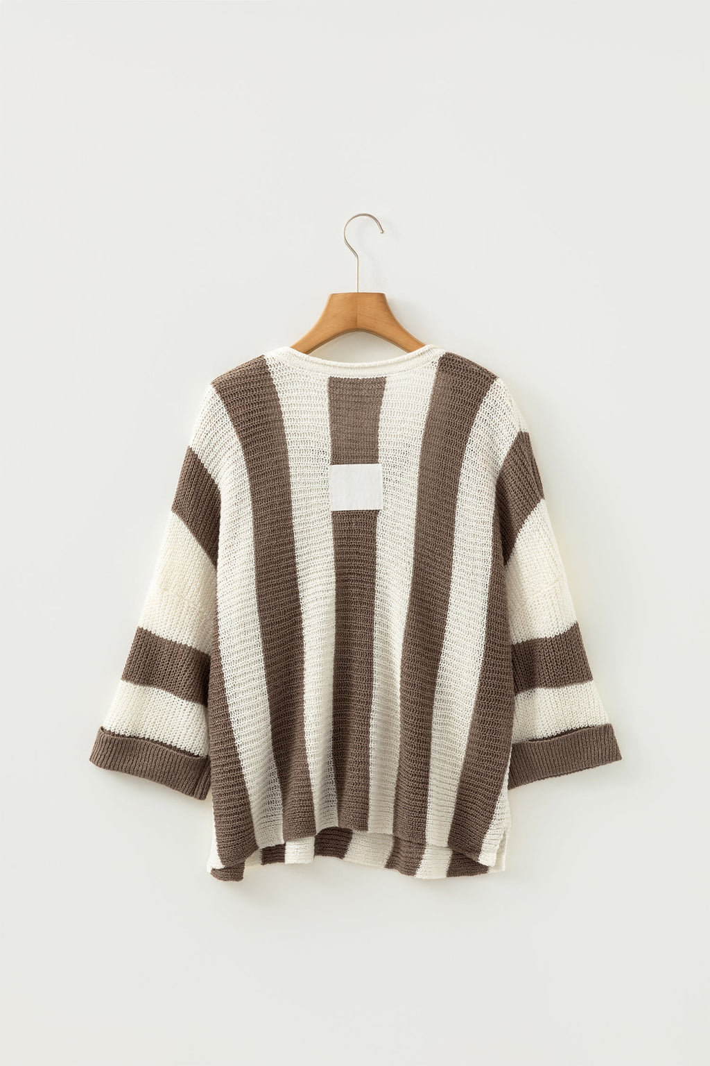 Colorblock Stripe V-Neck Bracelet Sleeve Sweater - Red and White