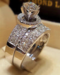 Sanjie Wish New Square Princess Ring Europe And The United States Best Selling Cross-border E-commerce Supply Ring Imitation Silver Jewelry Women